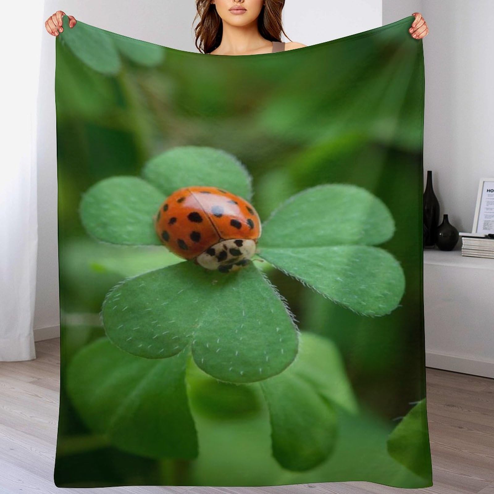 Manta de forro polar de mariquita 180x200 cm para cama
