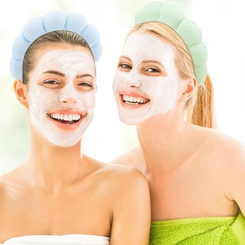 Miniatura 10 de Canitor 4 diademas de spa rosa para el cuidado de la piel, diadema de maquillaje, lavado de cara, cuidado de la piel, maquillaje lindo preppy