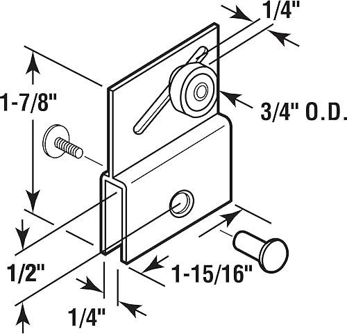Miniatura 6 de Prime-Line M 6054 Soporte Superior para Puerta Corrediza de Ducha sin Marco, 34 pulg., Rueda de Plástico Plana, Rodamientos de Bolas de Acero 2
