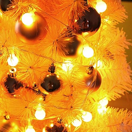 Miniatura 7 de Árbol de Navidad pequeño de mesa con bolas, soporte de luces LED, mini árbol de Navidad para decoraciones de Navidad, hogar, cocina, mesa de
