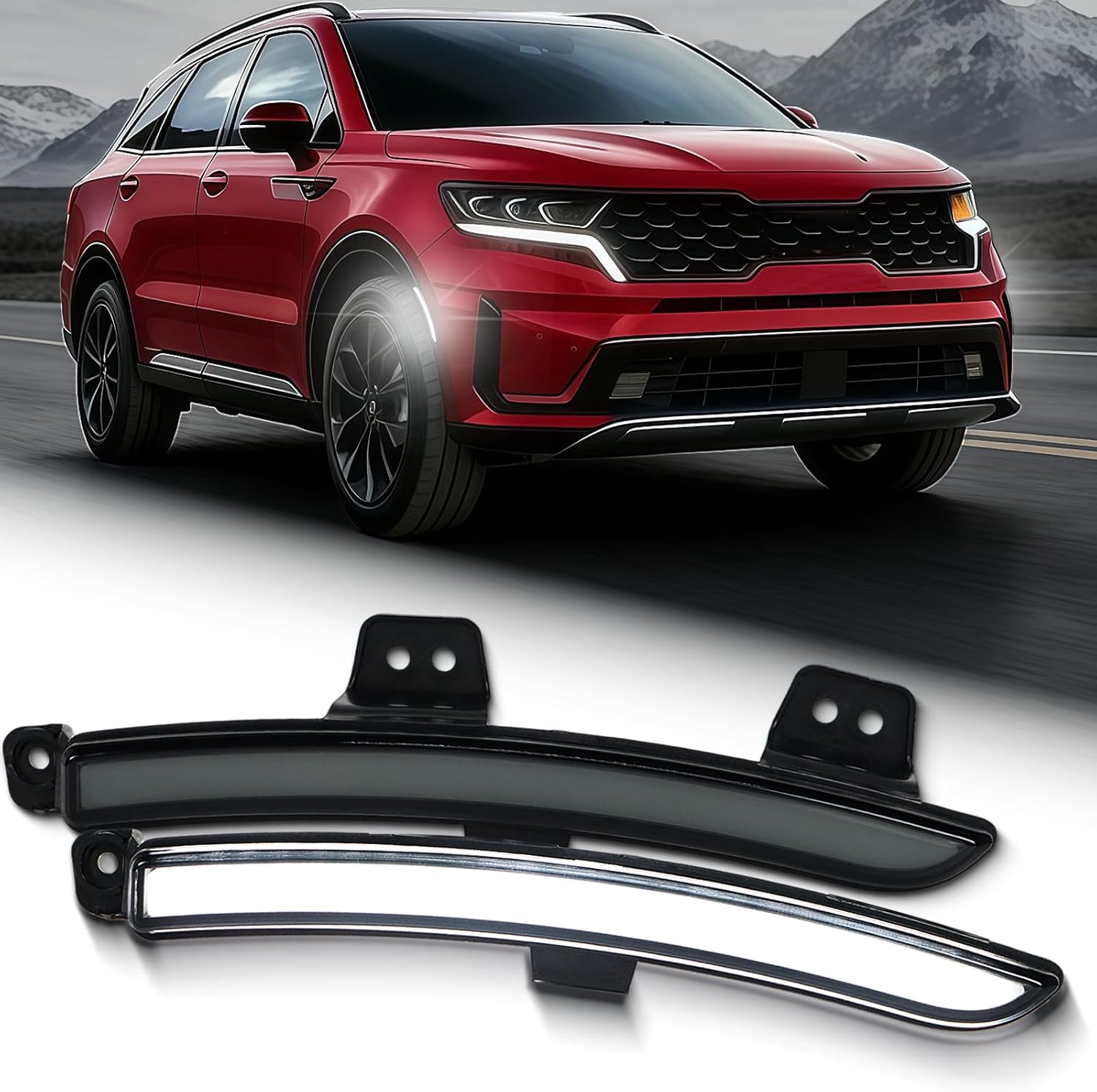 Full LED Front Side Marker Lights Kit for 2021 2022 2023 Kia Sorento, Smoked Lens Front Bumper Fender Marker Light White DRL Kit,2Pcs｜Replacement for OEM 921A1R5000, 921A2R5000