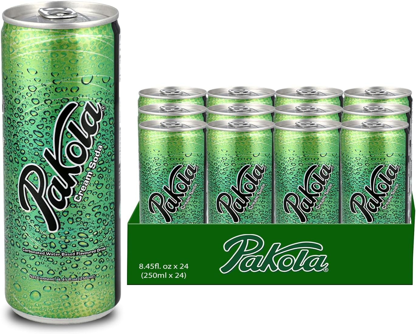 Pakola Cream Soda - Classic Creamy Soda (12-Pack) - Halal, Original Sweet Cream Flavor - Perfect for Refreshing Beverages & Soda Lovers - Low-Calorie, Sparkling Carbonated Energy Drink - 8.4 fl oz Cans