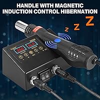 Vista 2 de Estación de soldadura de retrabajo, estación de soldadura de aire caliente SMD 2 en 1 y kit de soldador, pistola de calor con puntas de soldadura