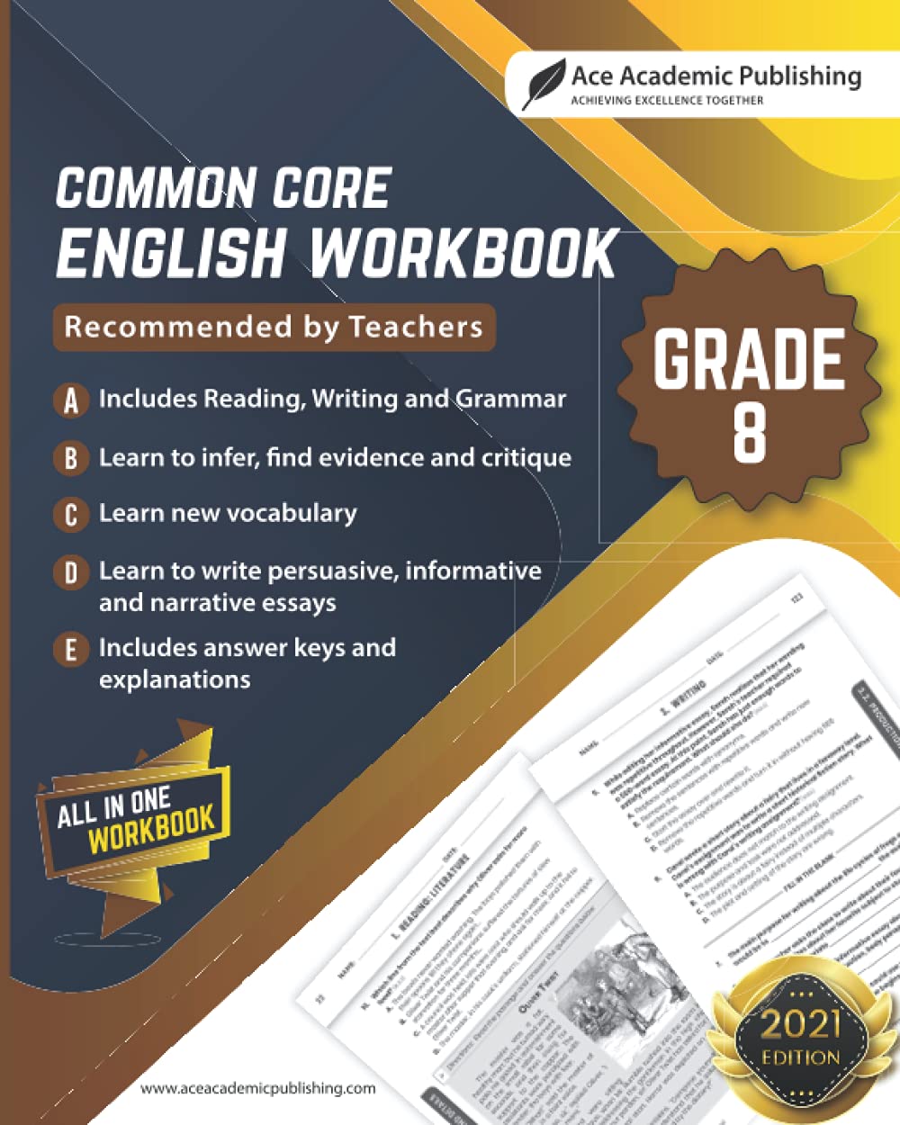 Common Core English Workbook: Grade 8 English