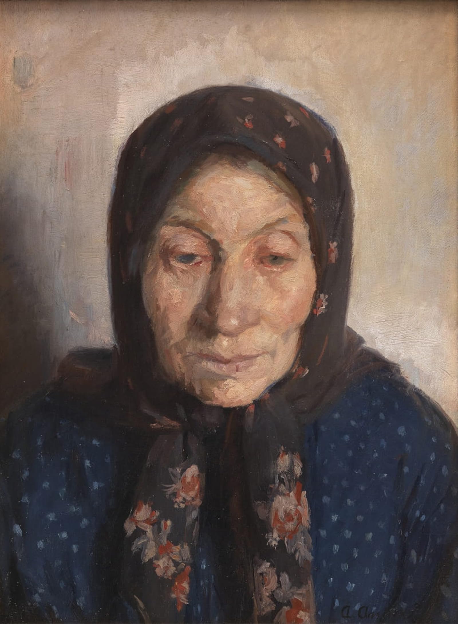 ARTXLXXBN Famous Painting Canvas Artwork Graffiti Print an Old Fisherman's Wife by Anna Ancher Portrait Canvas Image for Home Decor 60x90cm