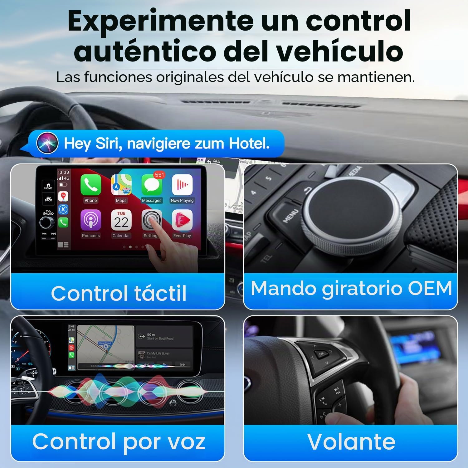 MMB Adaptador inalámbrico CarPlay, cable sin esfuerzo en CarPlay inalámbrico, adecuado para vehículos con CarPlay, compatible con iPhone iOS 10+ y Android Auto, Mini y adaptador estable (negro)