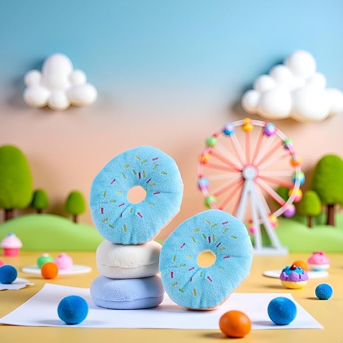 2 Juguetes de Peluche con Sonido en Forma de Dona Azul para Perros miniatura 9