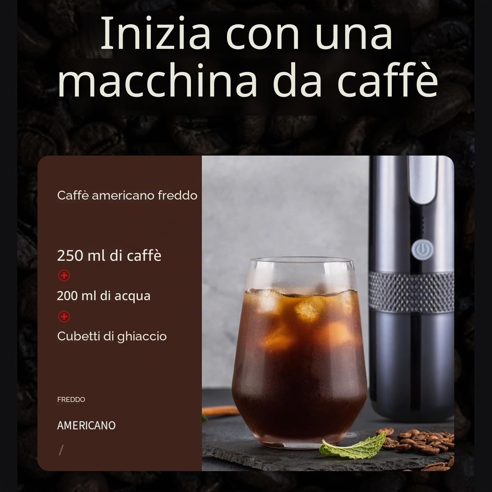 Macchina per Caffè Espresso Portatile a Cialde con Ricarica USB - Istantanea in Polvere per Campeggio all'Aperto