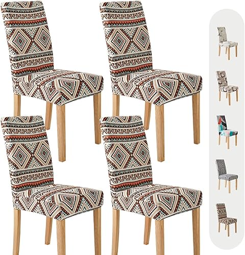 Vista 12 de Secgo - Juego de 4 fundas para sillas de comedor, funda elástica para silla de comedor, fundas lavables de elastano para sillas de cocina Parsons
