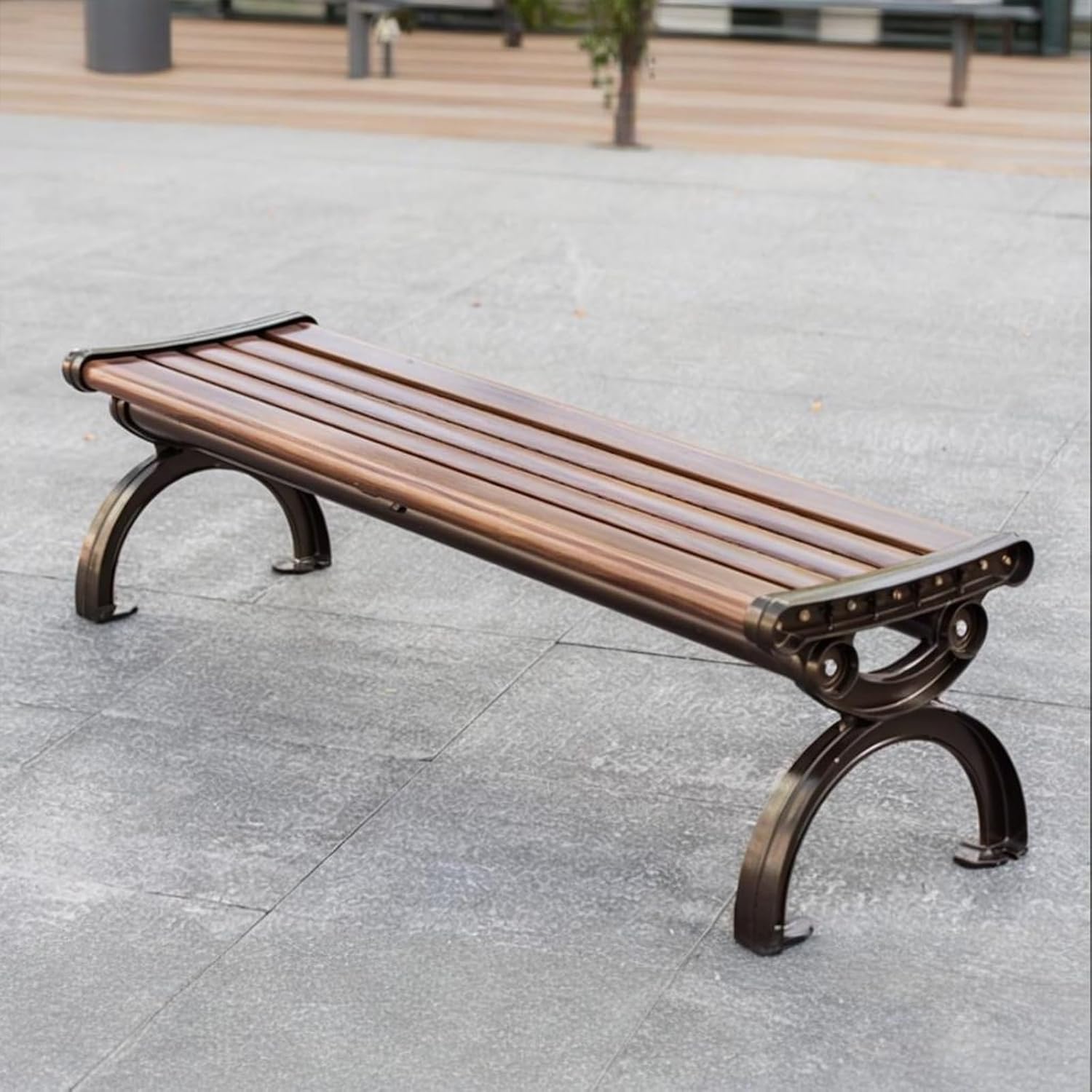 59" Outdoor Garden Bench 2-3 Person Wood Patio Bench with Backrest+Armrests Weatherproof Weatherproof Porch Bench Two-Person Wooden Bench for Patio,Porch,and Park