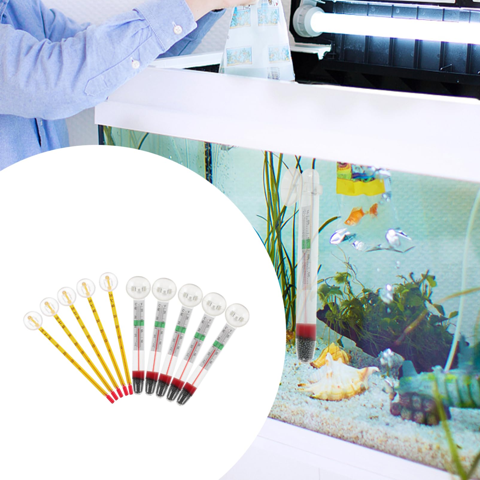 Happyyami Water Tank Thermometer Aquarium Temperature Sensor Device Digital Thermometer for Freshwater Saltwater