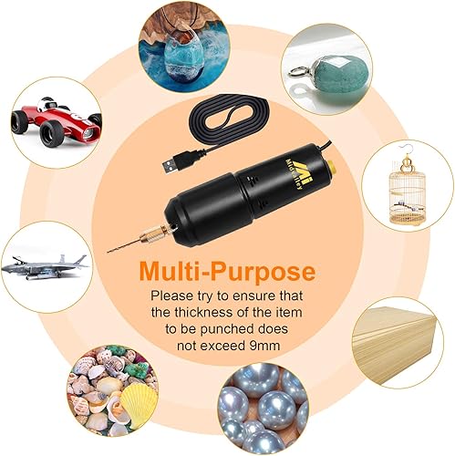 Miniatura 8 de Juego de taladro eléctrico de resina, mini kit de taladro eléctrico de mano con 10 brocas giratorias (0.028-0.047in) y 600 pines de ojo de tornillo,