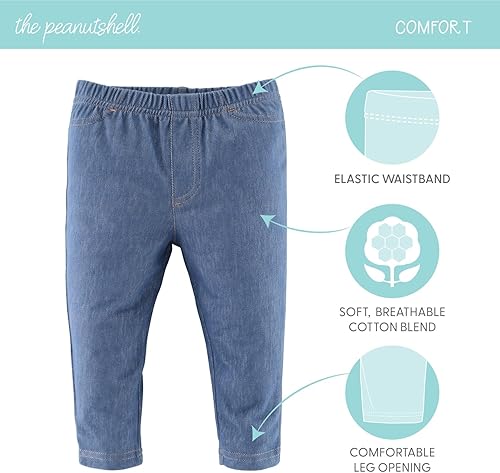 Miniatura 2 de The Peanutshell Jeggings de bebé para niños y niñas, mezclilla elástica súper suave, unisex, paquete de 4