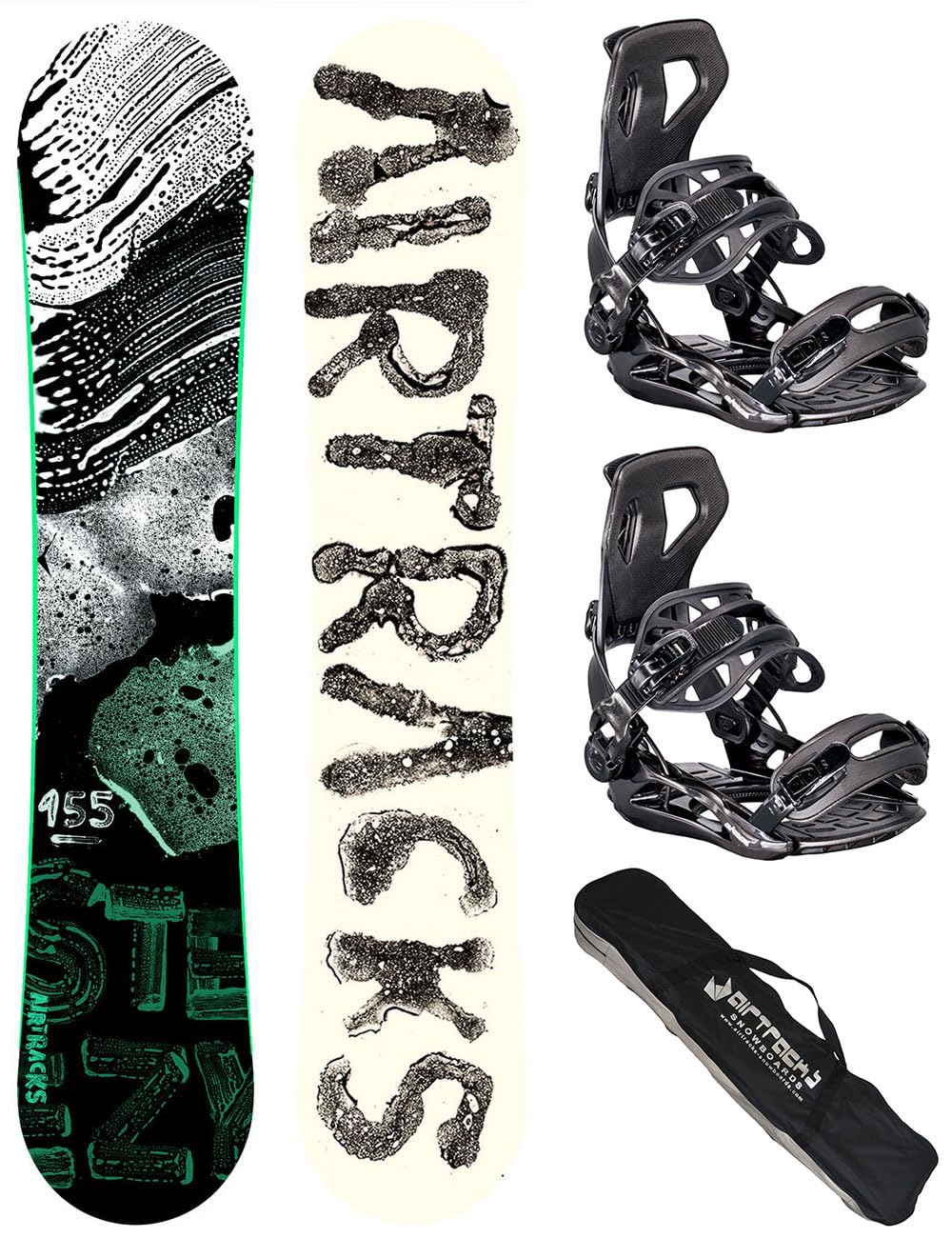 Airtracks Snowboard Set TAVOLA STEEZY Wide Uomo+ATTACCHI Master+Sacca/Nuovi