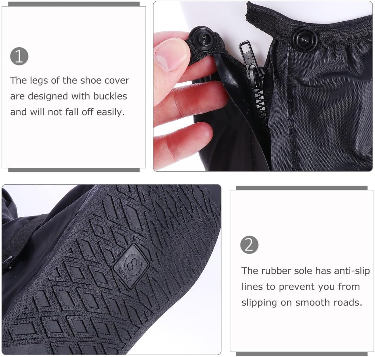 Mikinona Anti-Stain Cycling Shoe Covers for Outdoor Activities Durable Overshoes with Buckles Black Men Women