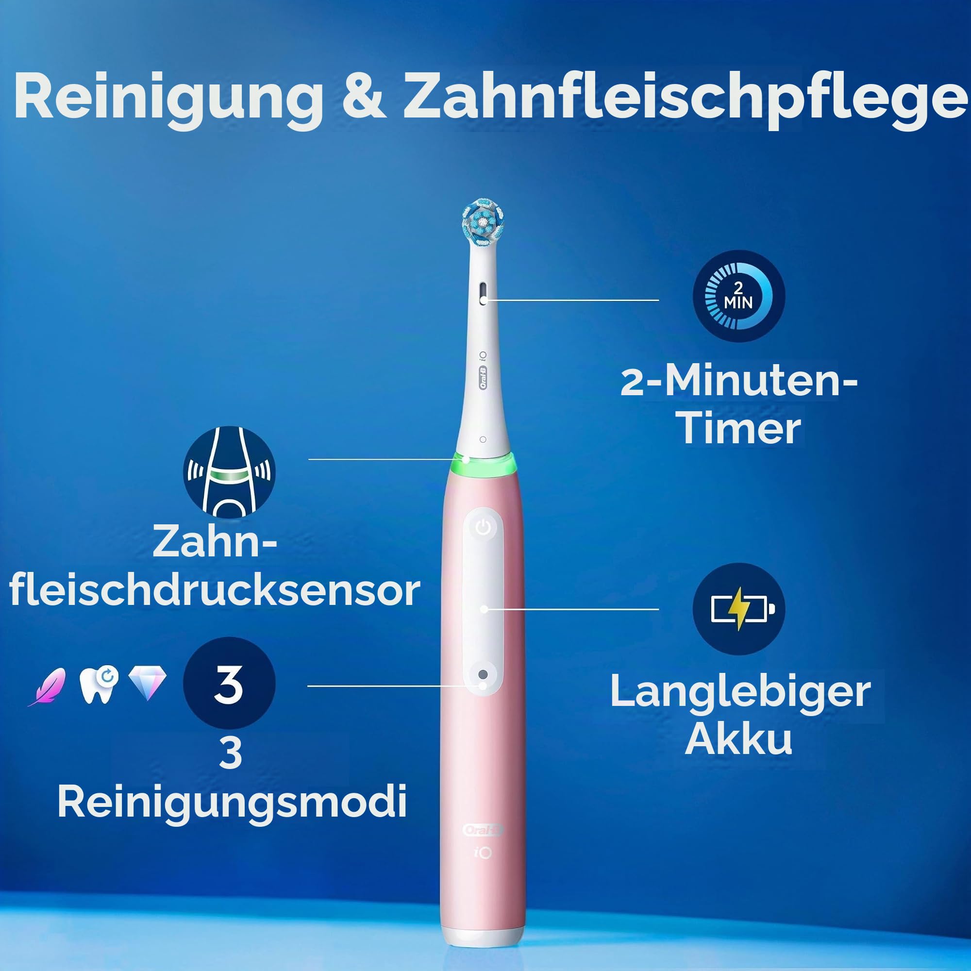 Oral-B Elektrische Zahnbürste iO 3, Ersatzbürste, Rosa