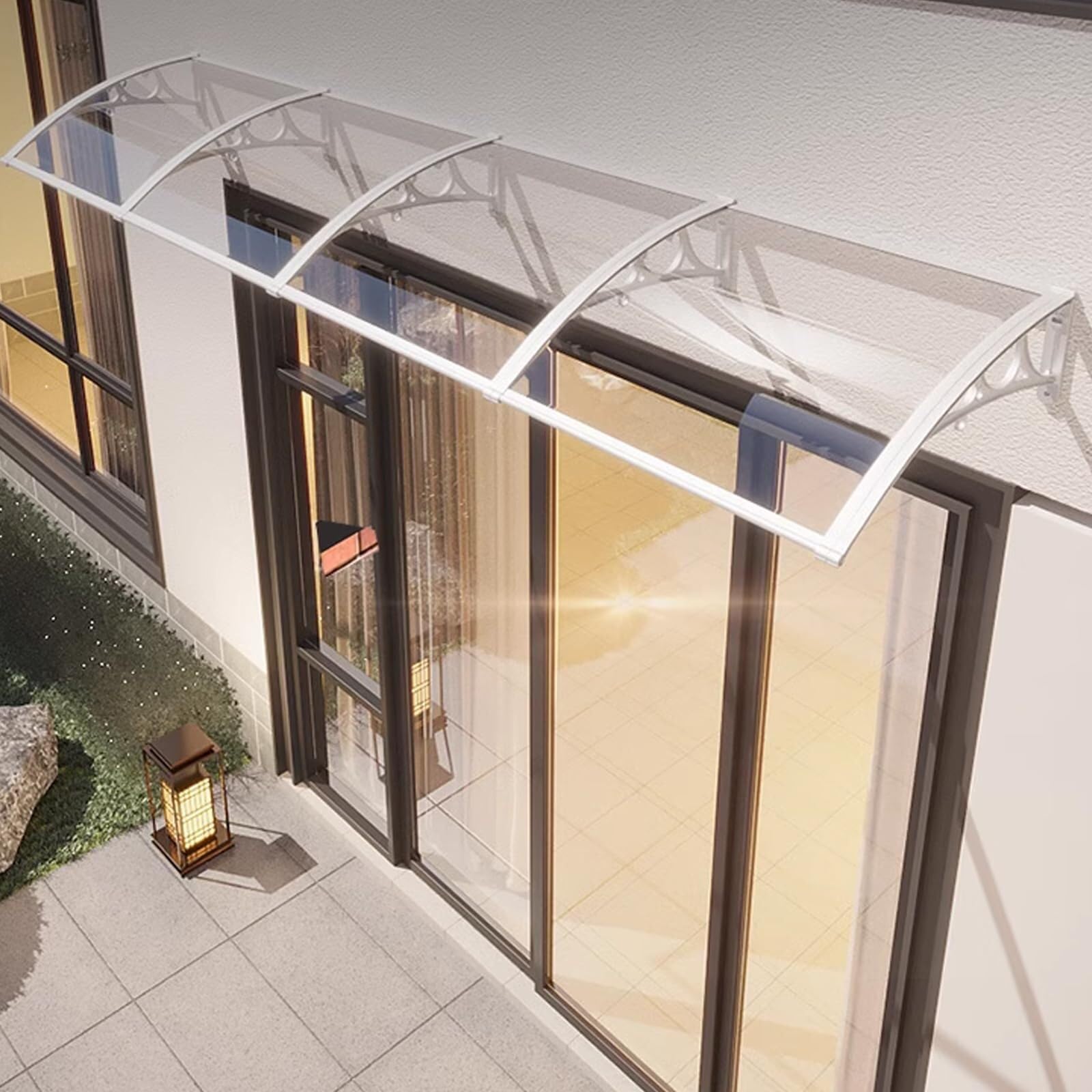 GJMSSMY Outdoor Entryway Awning Waterproof Polycarbonate Roof Canopy UV & Snow Resistant HeavyDuty Load Capacity (80x400cm/32x157) Perfect for Home Protection