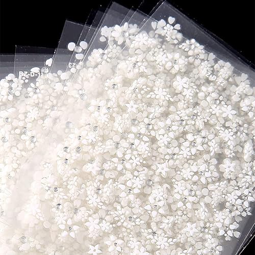 Miniatura 5 de 30 hojas de calcomanías de uñas con flores blancas y 24 hojas de calcomanías para plantillas de uñas