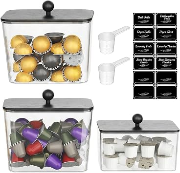 39% off: Lifewit Laundry Pods Container with Lid, 0.53+0.7gal, Black, 3 Pcs