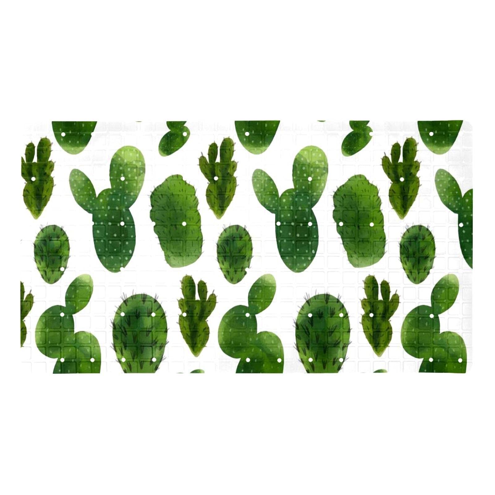 Alfombrillas de ducha y bañera antideslizantes Cactus Green lavables con ventosas de seguridad