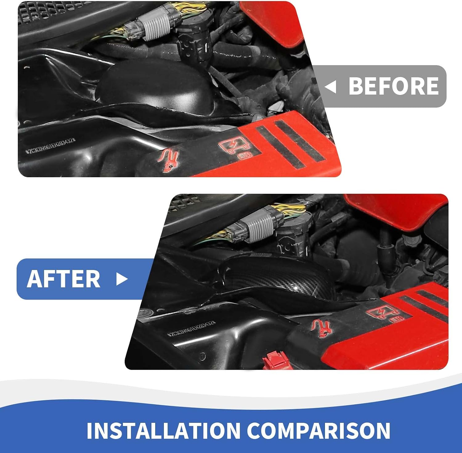 RAZPOY Engine Compartment Suspension Cover Engine Bay Accessories Compatible with Dodge Challenger Charger 2009-2024, Carbon Fiber