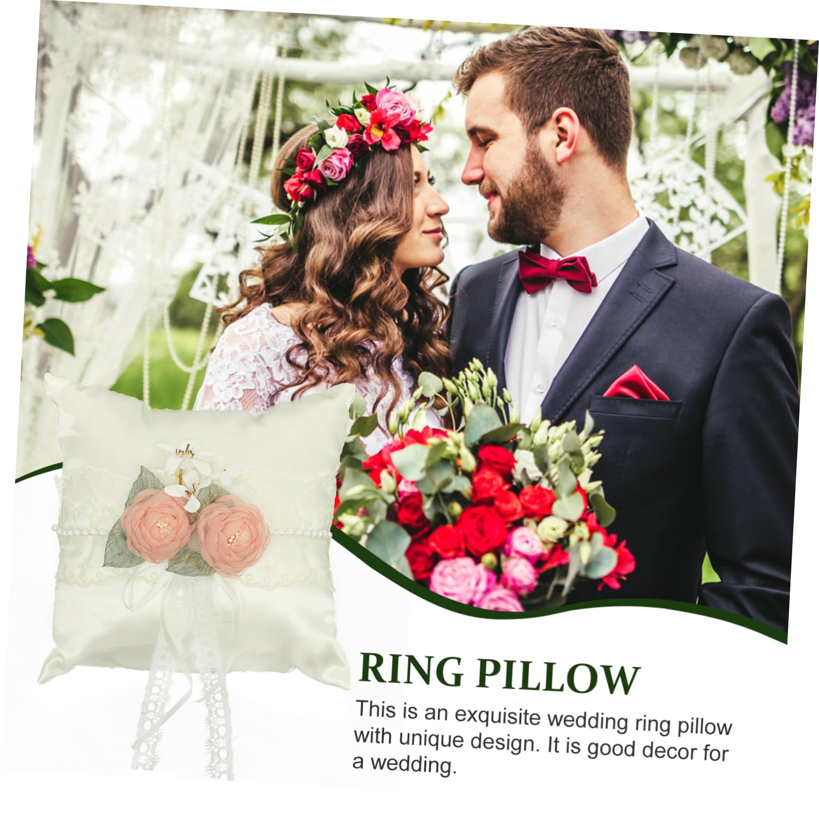 MAGICLULU 5 Pz cuscino ad anello decorazioni rustiche per matrimoni cuscino portafedi Nozze cuscino fiore portafedi matrimonio arredamento cuscino per anello di fidanzamento stoffa