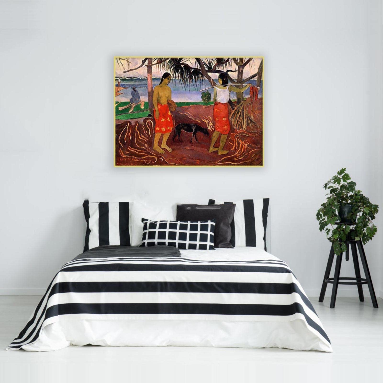 JZSDGB Gold gerahmt-Leinwandbild-Paul Gauguin Poster und Kunstdruck-Berühmte Leinwand Gemälde Reproduktionen-'Kelp-Sammler II'Druck auf Leinwand-Landschaft Leinwand Wandkunst Bilder 20x28cm(8x11in)