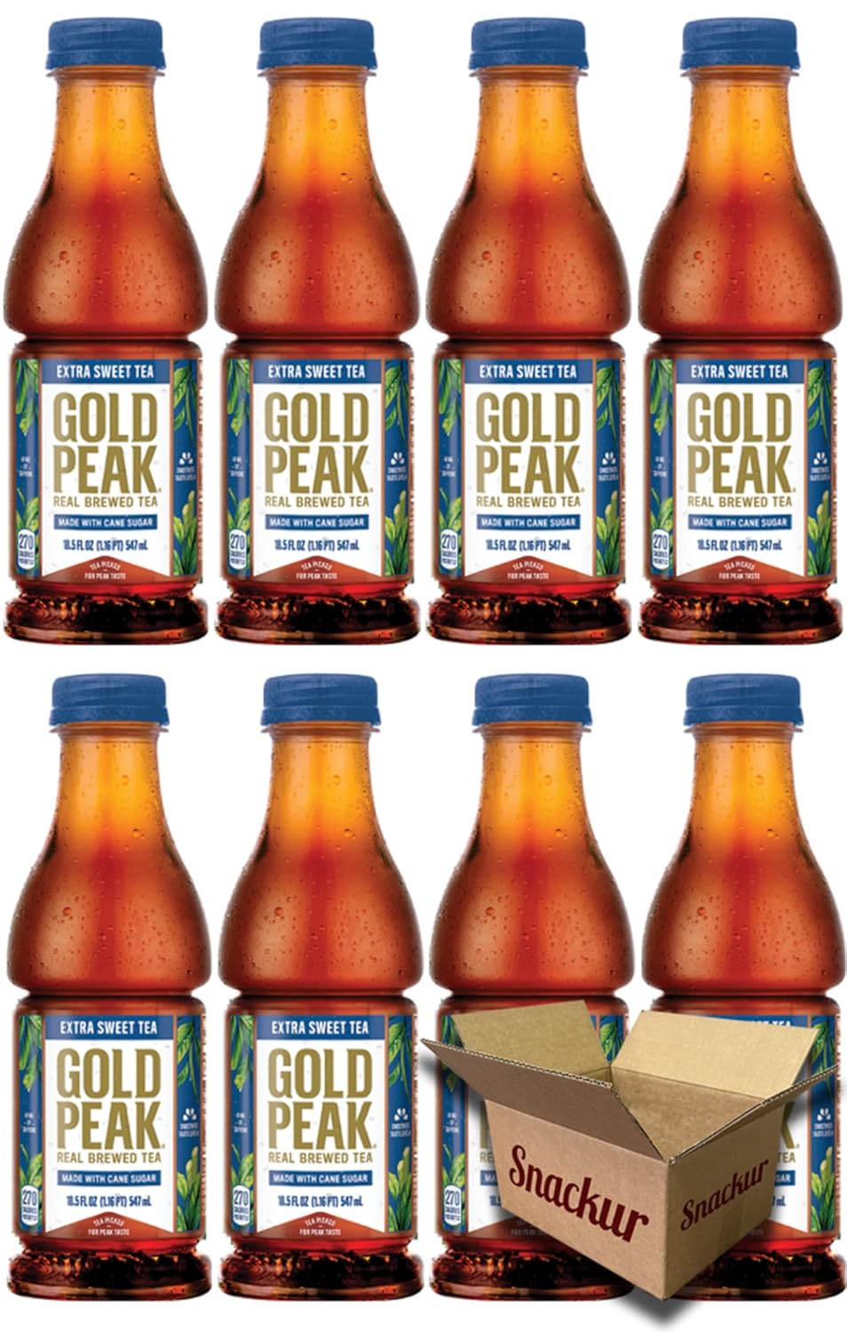 Iced Tea, 18.5 FL OZ, 8 Bottles in Snackur Box (Extra Sweet Tea - Snackur)