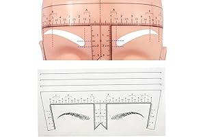 Paquete de 50 reglas desechables para medir cejas, con forma de ceja, adhesivo, para microblading
