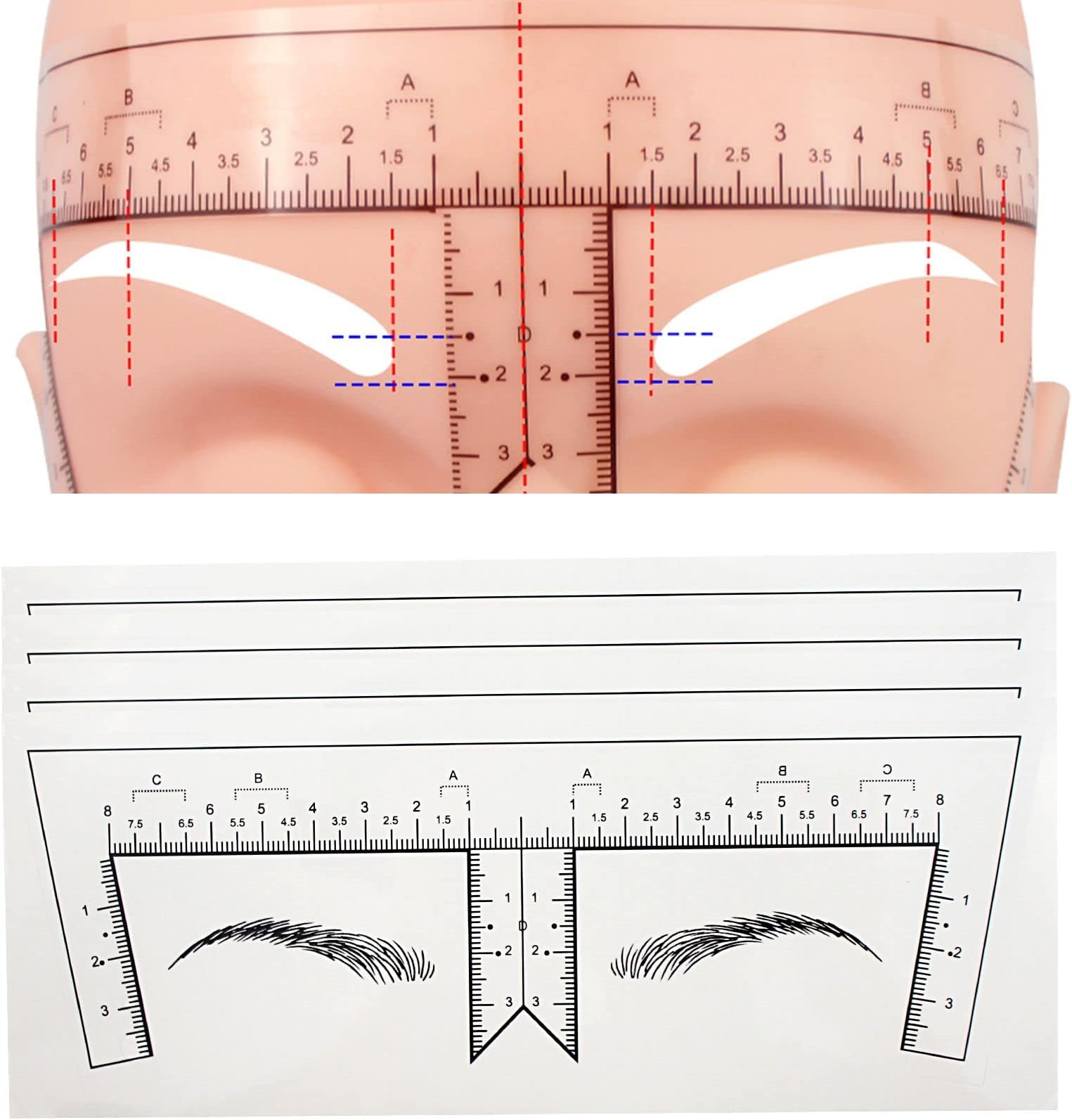 Guapa 50pcs/Pack Eyebrow Ruler with Brow Shape Disposable Microblading Ruler Sticker Adhesive Brows Positioning Measure Tool