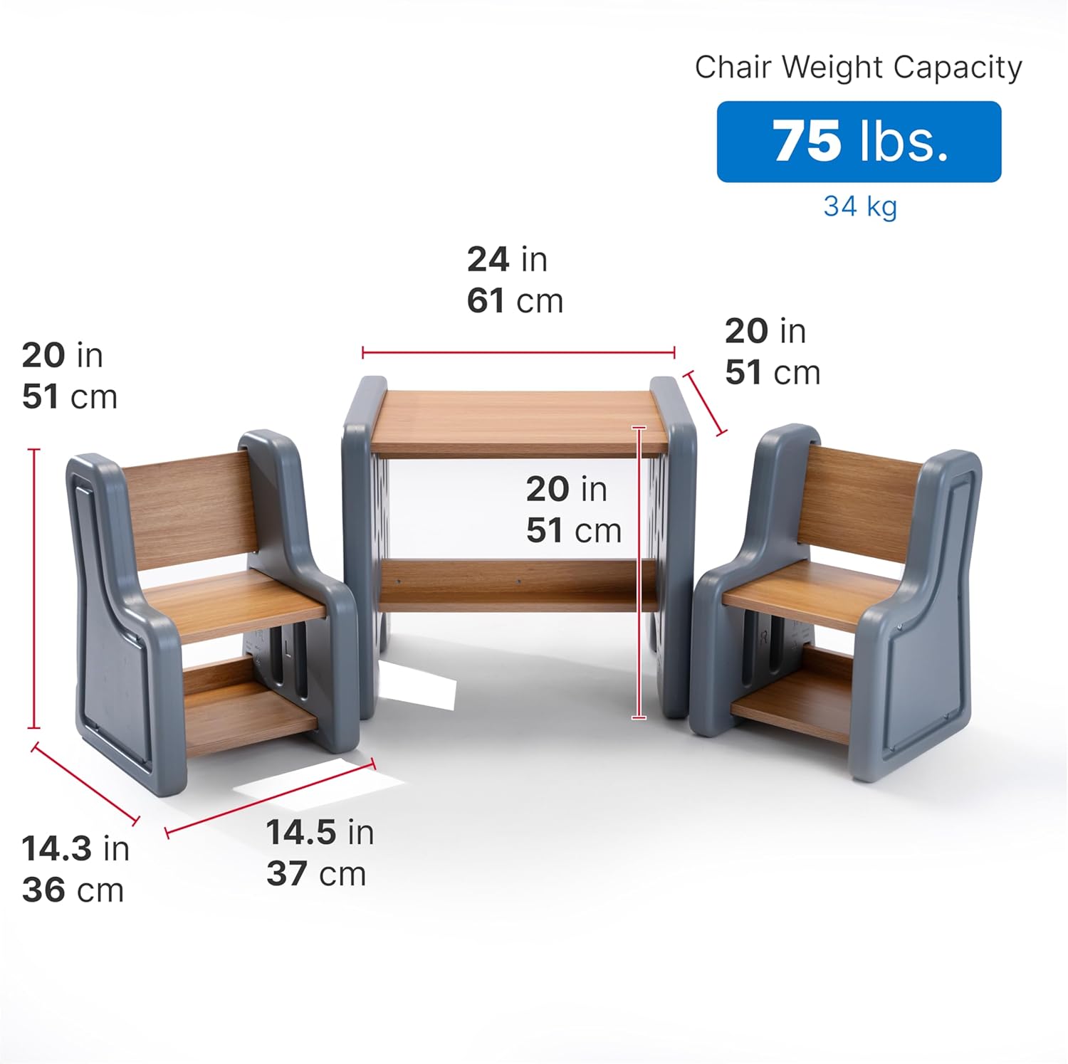 Step2 Harmony Kids Table & Chair Set, Playroom Activity Table for Arts & Crafts, Made of Durable Plastic, for Toddlers 2+ Years Old, Sage Gray