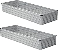 Zunatu 10x2x1ft Galvanized Raised Garden Bed (2 Pack) - Rust-Proof Metal Planter Box for Veggies, Flowers, Succulents & Patio Gardening
