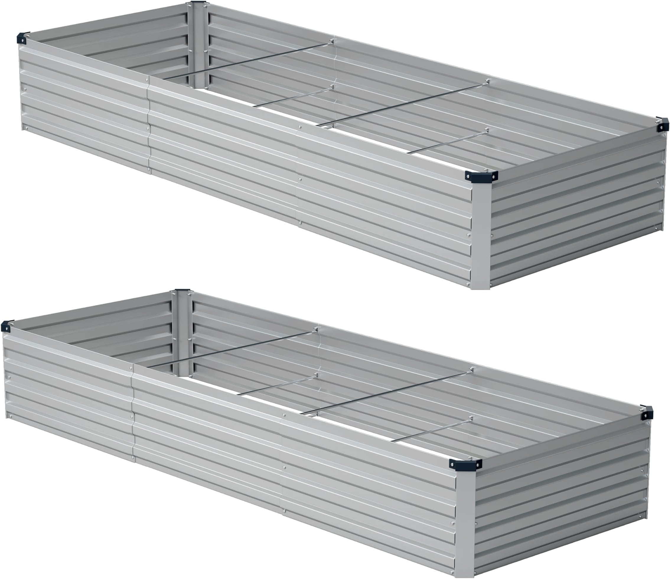 10x2x1ft(2 PCS) Galvanized Raised Garden Bed,Outdoor Planter Box Metal Patio Kit Planting Bed for Vegetables Flowers and Succulents,Silver