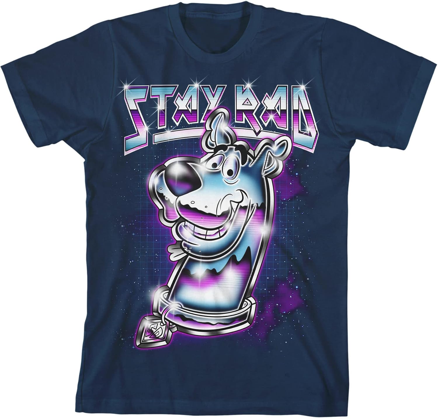 Scooby Doo Stay Rad Chrome Dog Boy's Navy T-Shirt