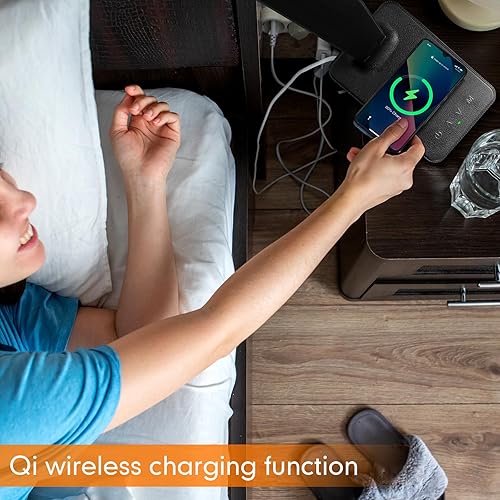 Miniatura 2 de White crown Lámpara de escritorio LED con cargador inalámbrico de 15 W y puerto USB, lámpara de mesa regulable con 5 modos de iluminación, control