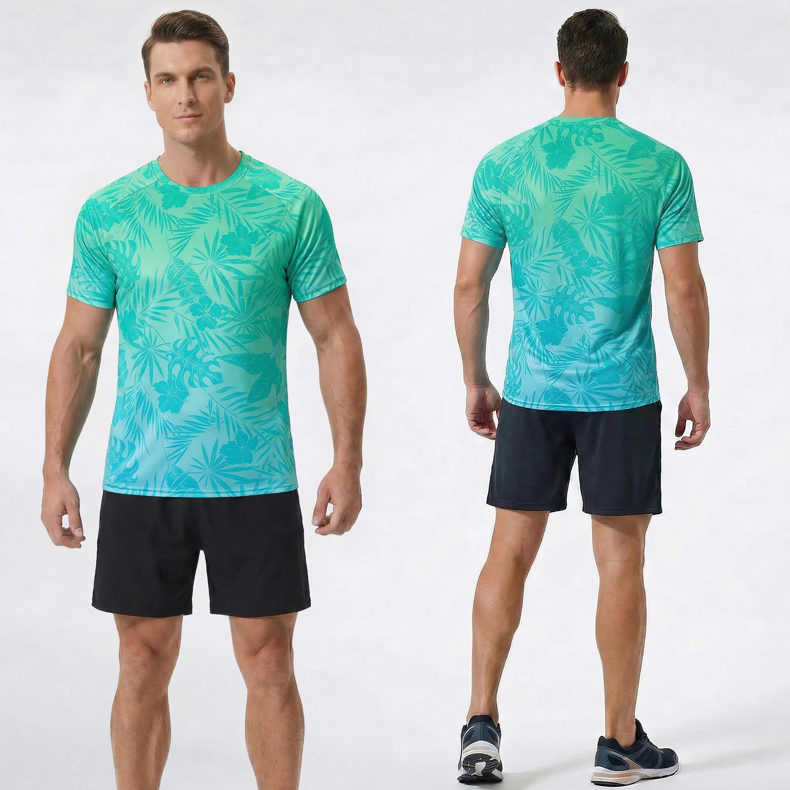 Cimic 3-pak męskich koszulek UV Rashguard UPF 50+ ochrona UV koszulka sportowa surfing koszulka sportowa krótka oddychająca koszulka wodna do biegania