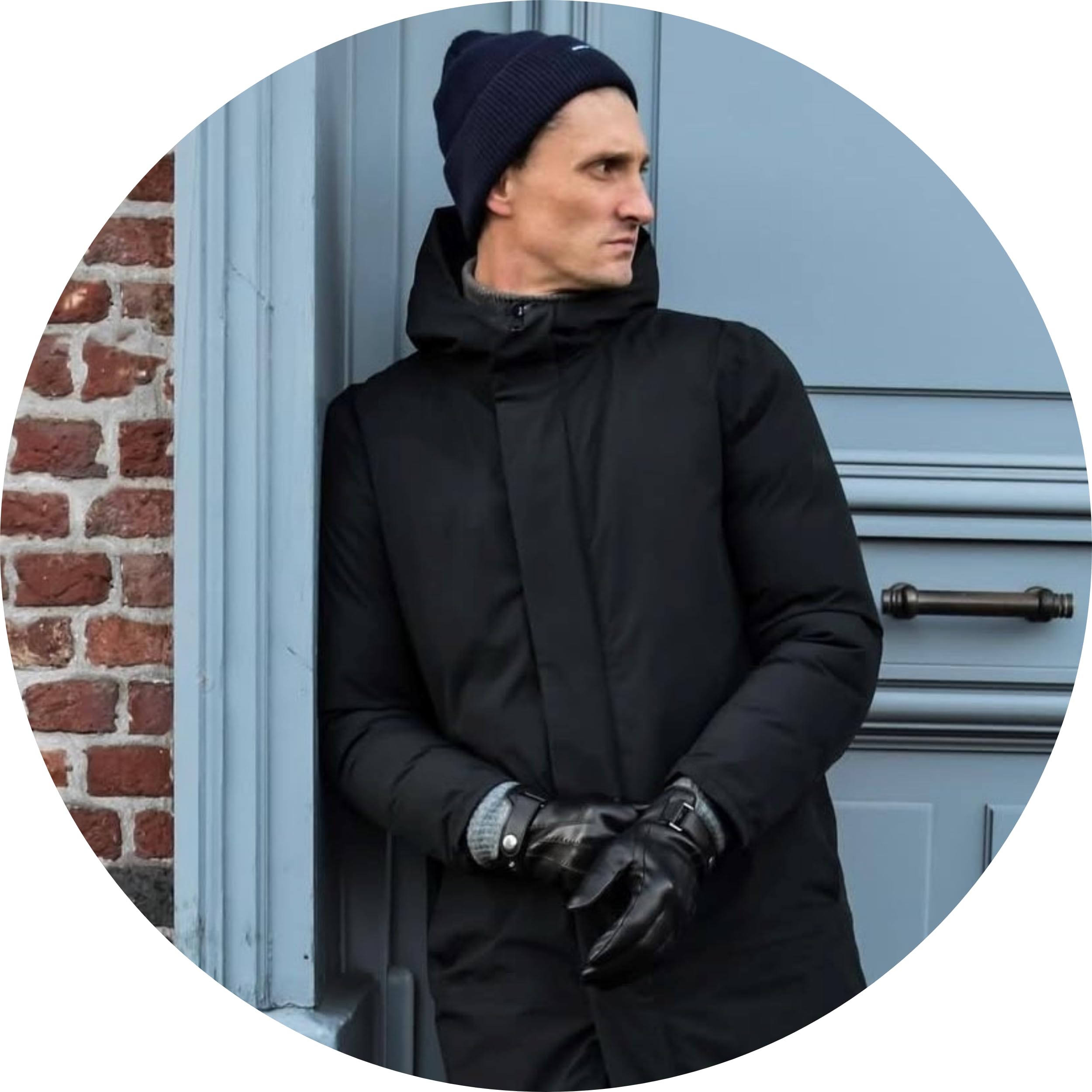 Isotoner Herren-Touchscreen-Handschuhe aus Leder mit Weichleder-Kordelzug