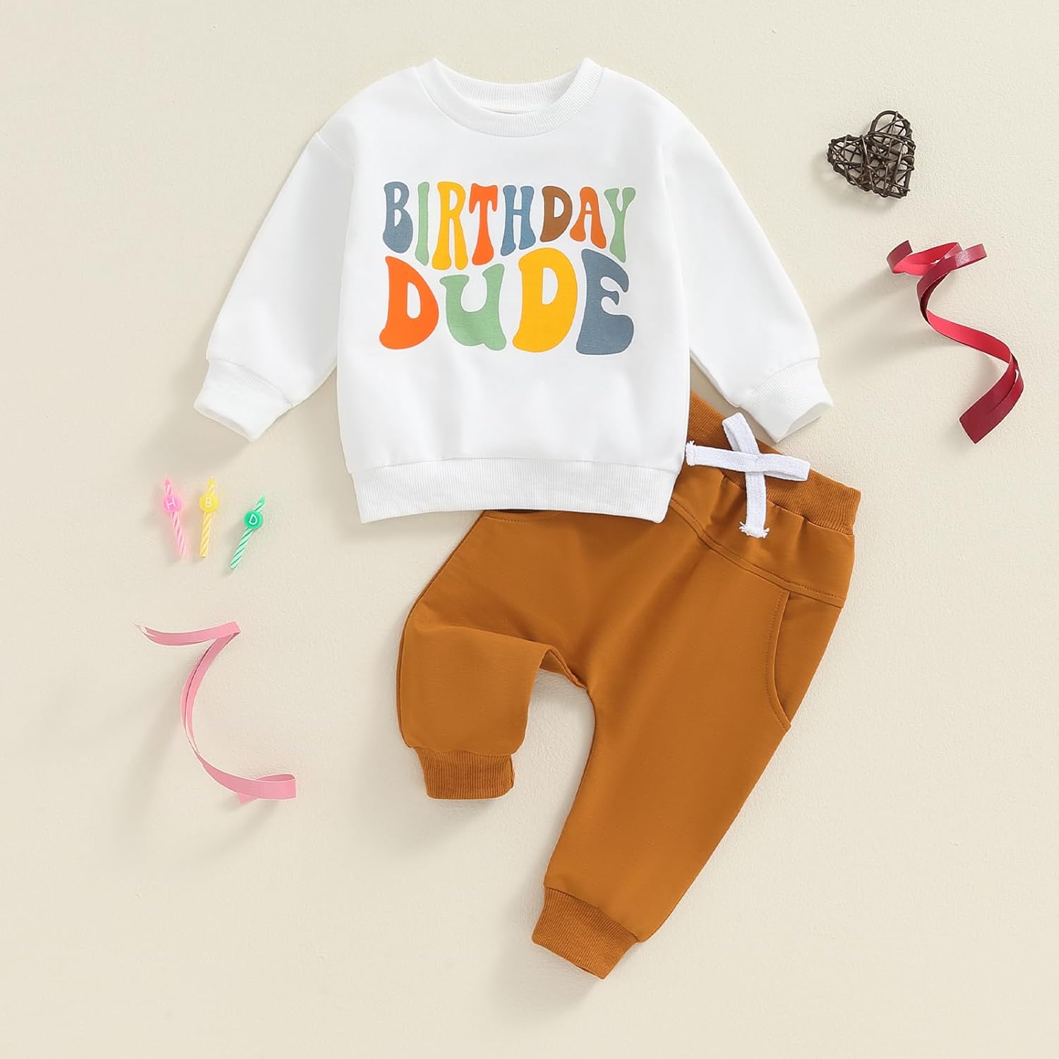 Kayotuas Toddler Baby Boy Birthday Outfit 1 2 3 4 Year Old Birthday Boy Sweatshirt and Pants Set 2 Piece Infant Fall Clothes - Image 2