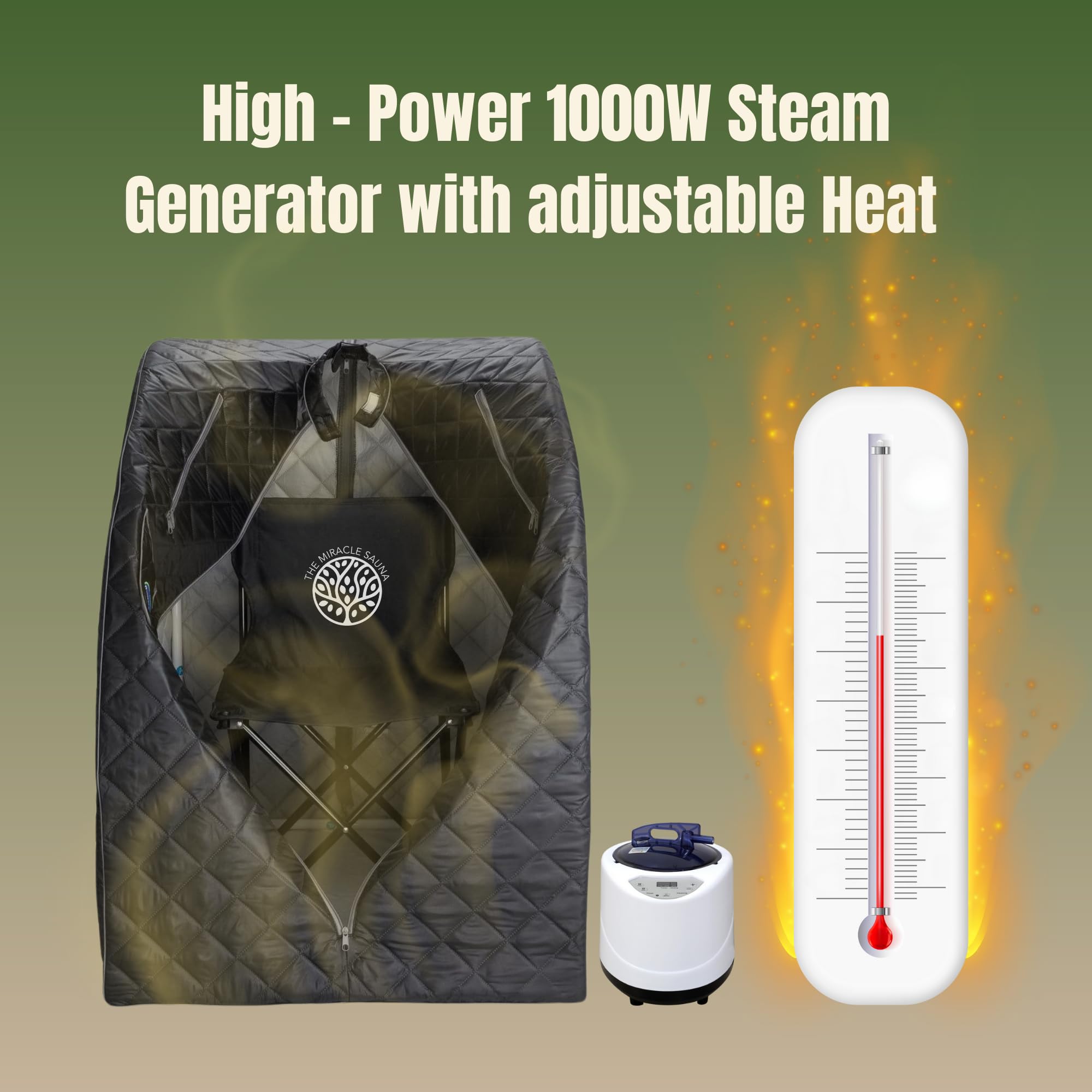 One Person Portable Steam Sauna Tent with 1000W/ 110V Steamer, 40” x 34” x 29”