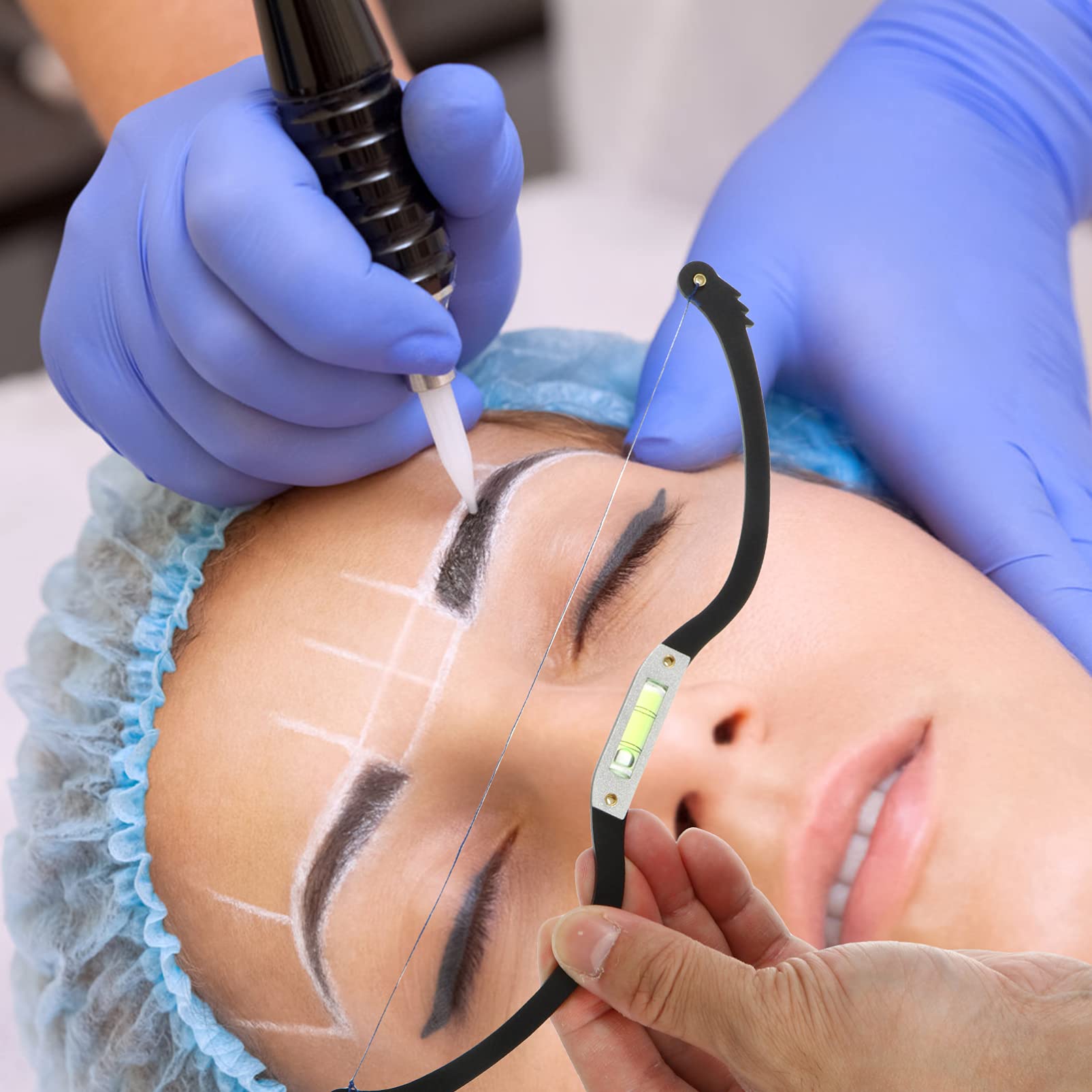 minkissy 3pezzi Kit Per Modellare Sopracciglia Righello Con Livella Per Misurazione Precisa Strumento Per Disegno Sopracciglia e Cosmetici