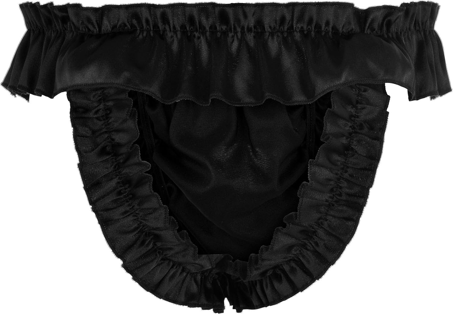 Satini Men's Satin Ruffle Bow Thong Sissy Knickers Briefs Jockstrap Panties - Image 9