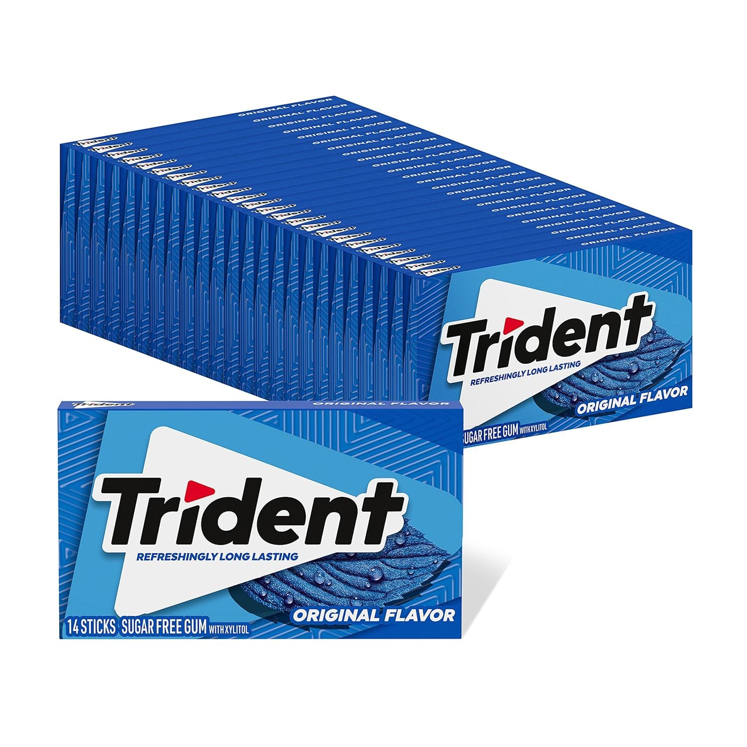 Trident Original Flavor Kaugummi zuckerfrei, 24 Packungen á 14 Stück (336 Stück insgesamt)