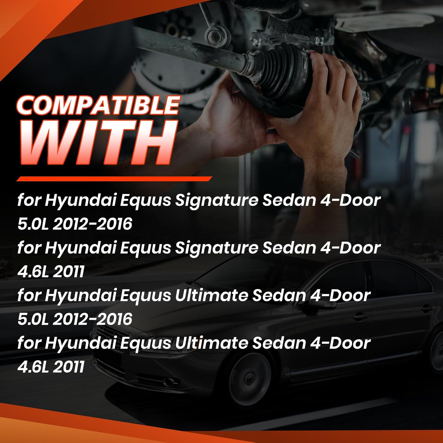 Air Suspension Shock Struts, Compatible with Hyundai Equus Signature Ultimate Sedan 4-Door 4.6L 2011 5.0L 2012-2016, Front Left&Right Air Suspension Shock Absorber Replace Part 54605-3N517