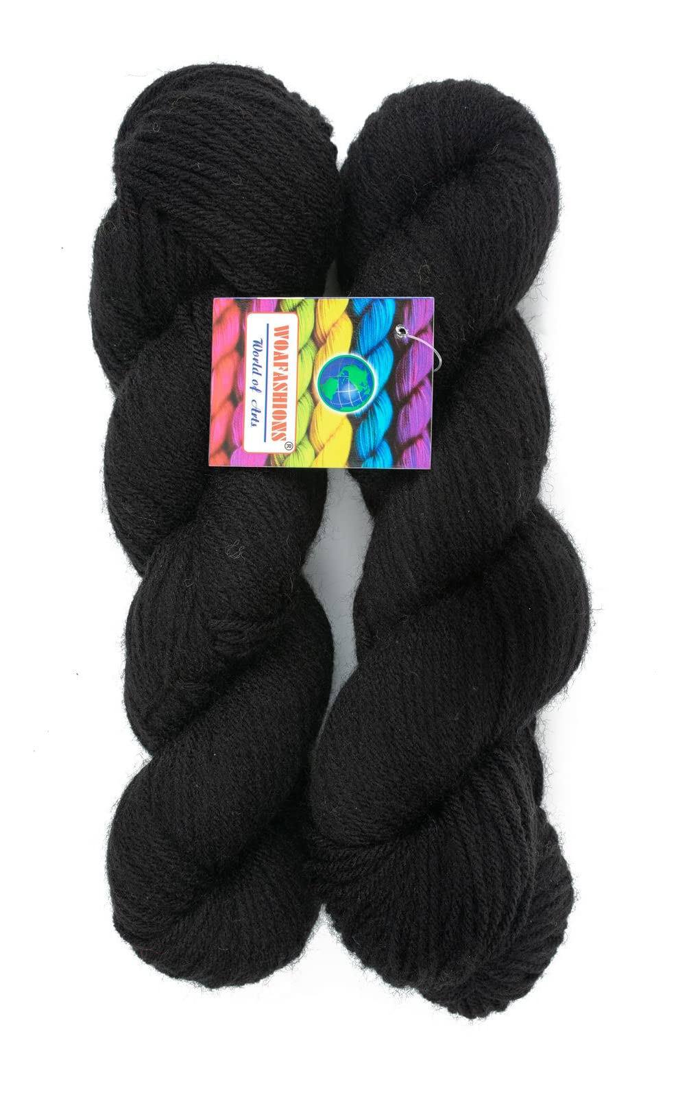 WOA Fashions Wool Pastel Color Acrylic Hand Knitting Yarn (Black) (Hanks-150Gms)