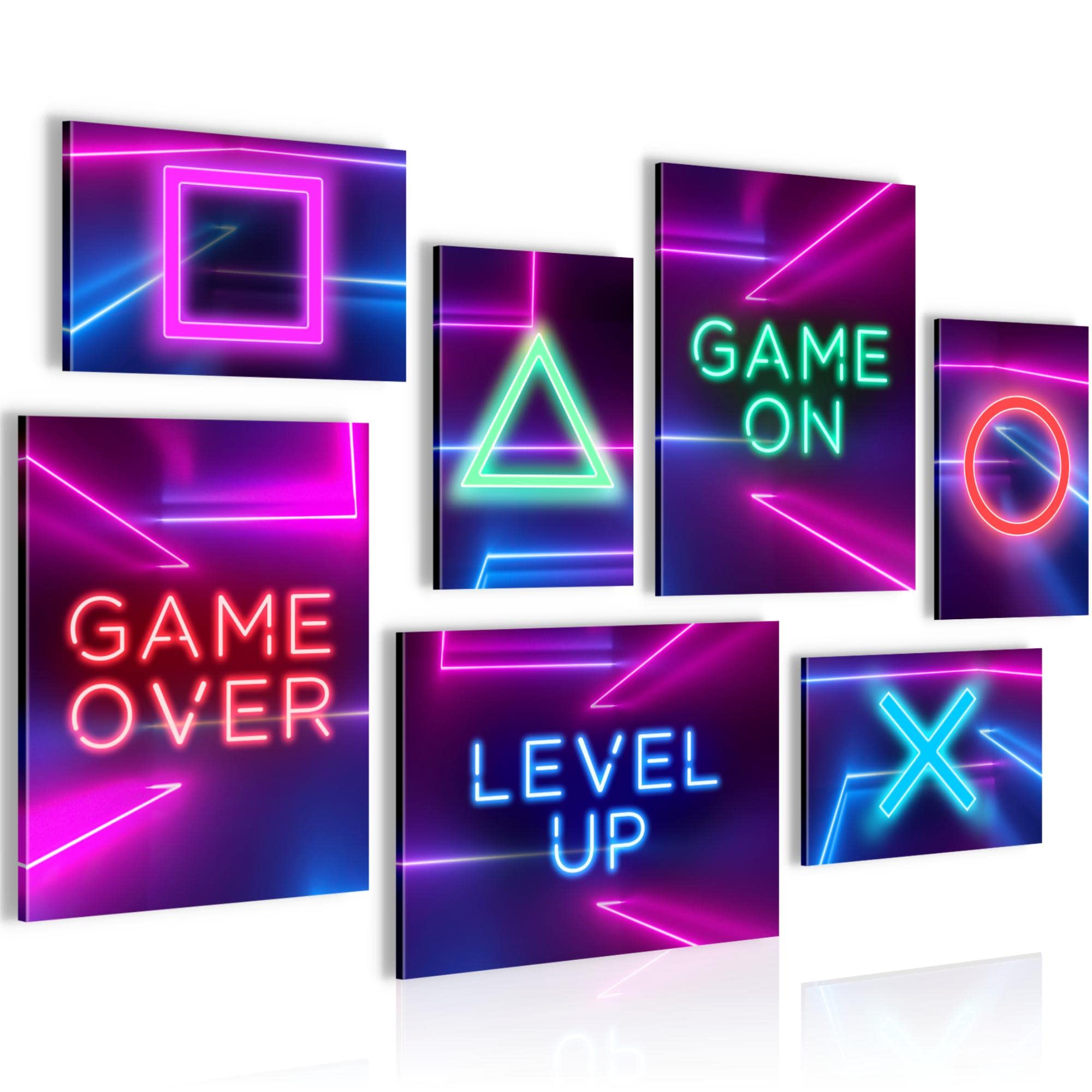 Set of Canvas - Completely Ready to Hang - Pictures for Wall - Gaming Game Console - 7 Pieces - Nursery Boy Teen N002671c โ image 1