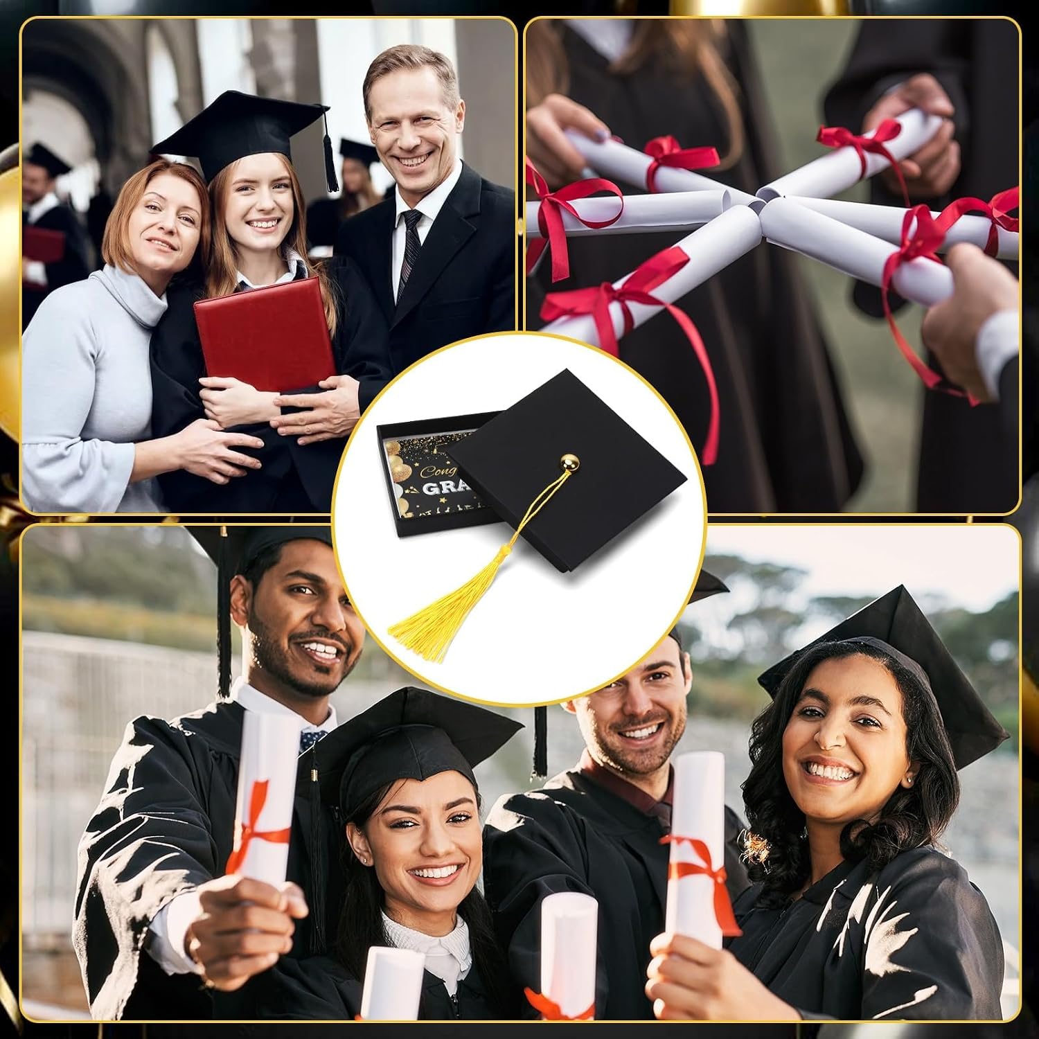 MOUNTCLIM Graduation Gift Card Box Holder, Cap Shaped Decoration Box with Tassel for Graduation Celebration image 5