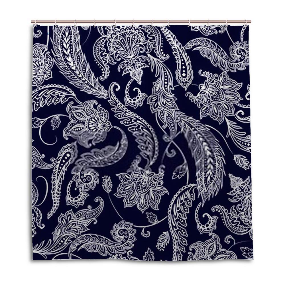 Rideau de douche lavable en machine 180 x 180 avec crochets pour baignoire motif floral indien