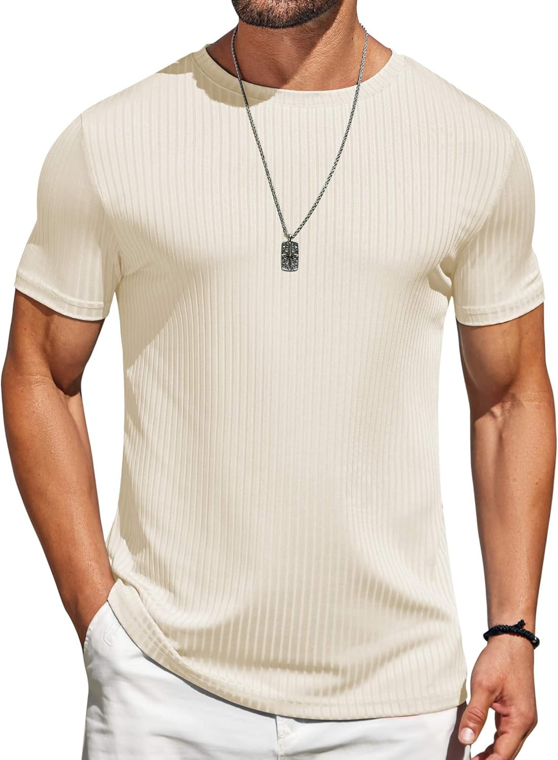 COOFANDY Mens T-Shirts Short Sleeve Plain Tshirts Casual Crew Neck Basic T Shirt Soft Cooling Fitted Stretch Tee Shirts