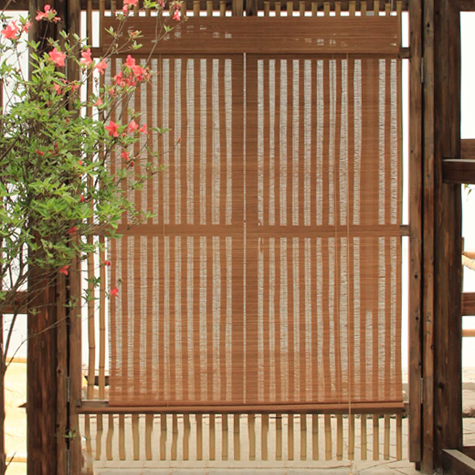 Naturel Respirant Rideau en Bambou,Stores Bambou,Store Venitien Bois,Store Enrouleur Exterieur,Store Fenetre Occultant,Intimité Écran,Respirant/écologique (110x200cm/43x79in)