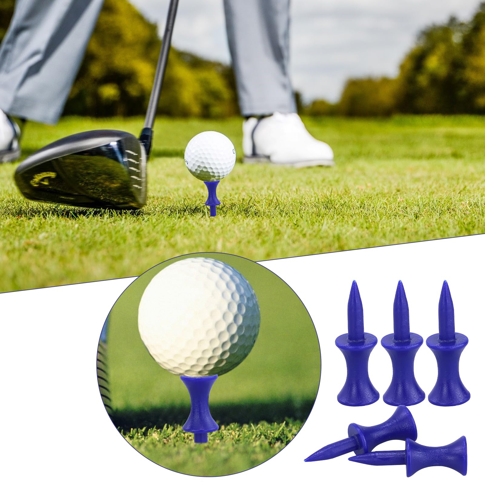 150 pezzi Golf Tees, Tee da Golf Professional, Golf Tees in plastica, Allenamento di Golfisti, 38 mm, valore, tè lungo, blu, di alta qualità, durevole
